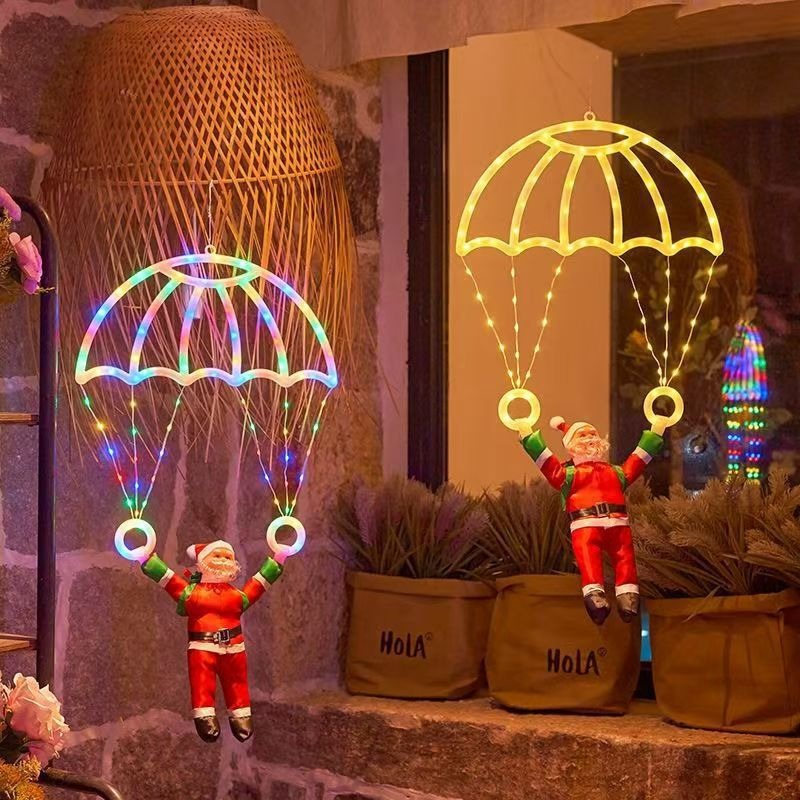 Xmas Outdoor Lighting Decorations - Светодиодные гирлянды в виде парашюта Санты,