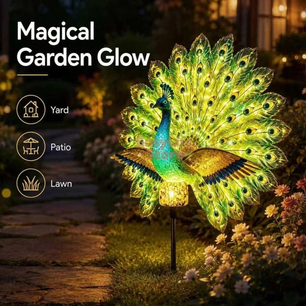 Outdoor Lighting Permanent - Солнечная садовая скульптура в виде павлина,