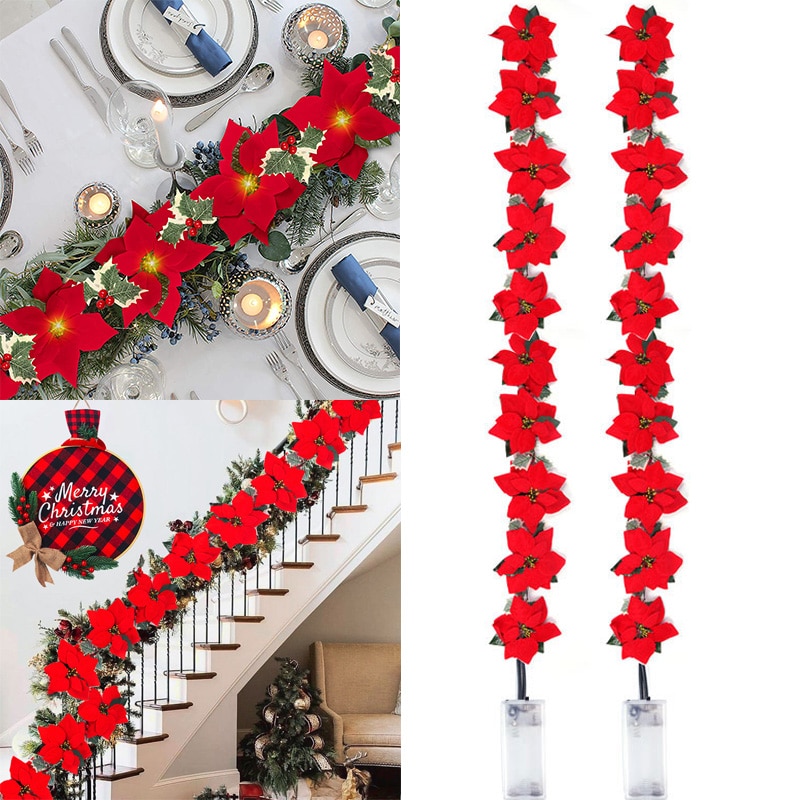 Xmas Outdoor Lighting Decorations - Декоративная рождественская гирлянда из красных искусственных