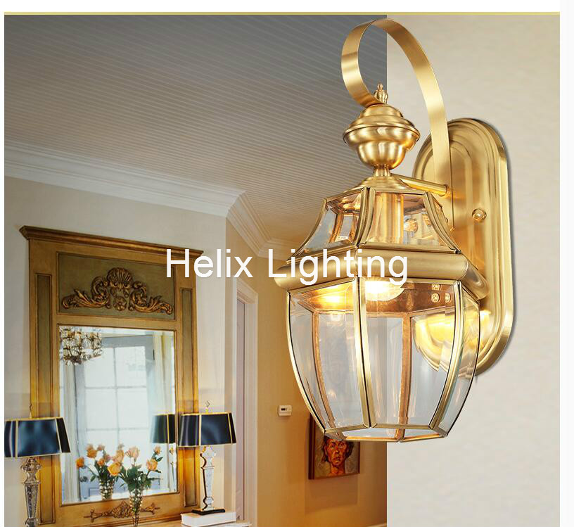 Outdoor Lighting Brass - Бесплатная доставка, античная латунная настенная лампа,
