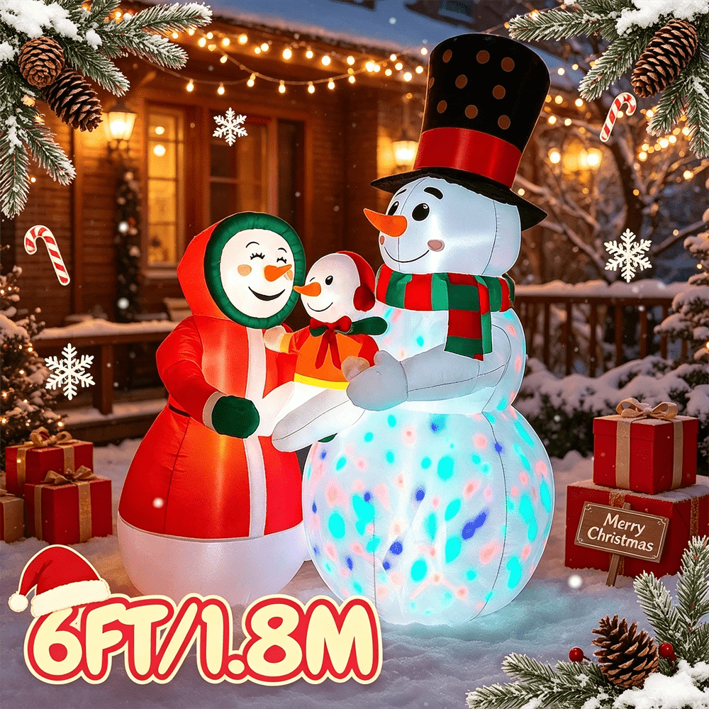 Xmas Outdoor Lighting Decorations - Надувная рождественская модель «Семья снеговиков», высота
