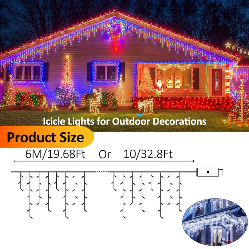 Солнечные гирлянды-сосульки дл – обзор и цена Xmas Outdoor Lighting Decorations